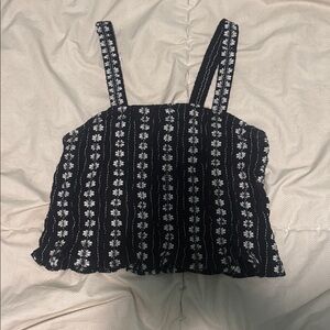 AE Floral Black and White Women's Crop Top